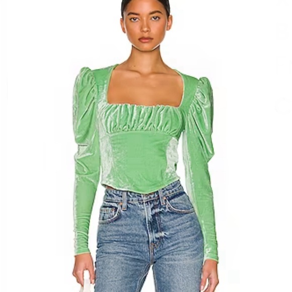 NWT Free People X REVOLVE Hold Me Velvet Top in Sage Brush Size Extra Small - Picture 8 of 8